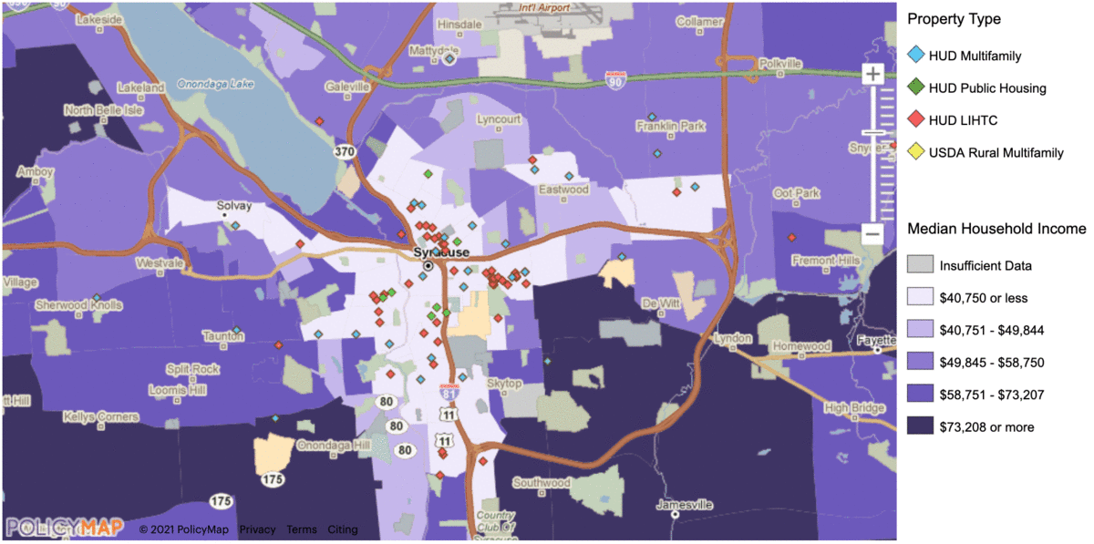 Interactive map of Syracuse's dedicated affordable housing units