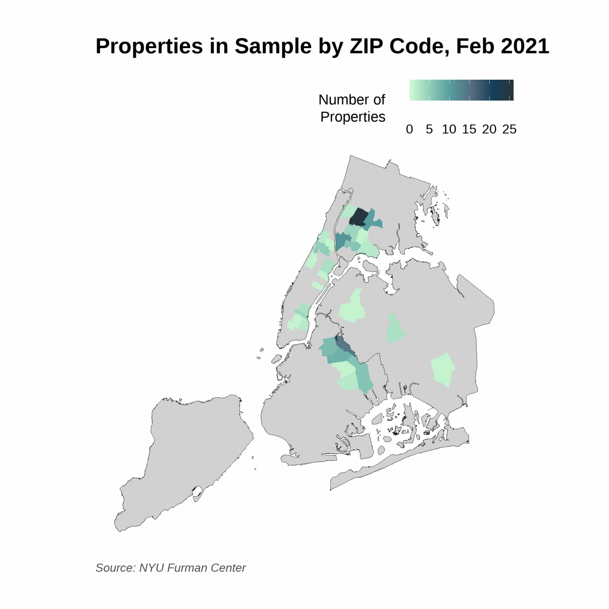 Map of Properties in the Sample by ZIP Code